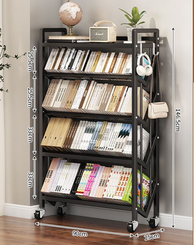 Floor bookshelf black (5 layers 90cm)