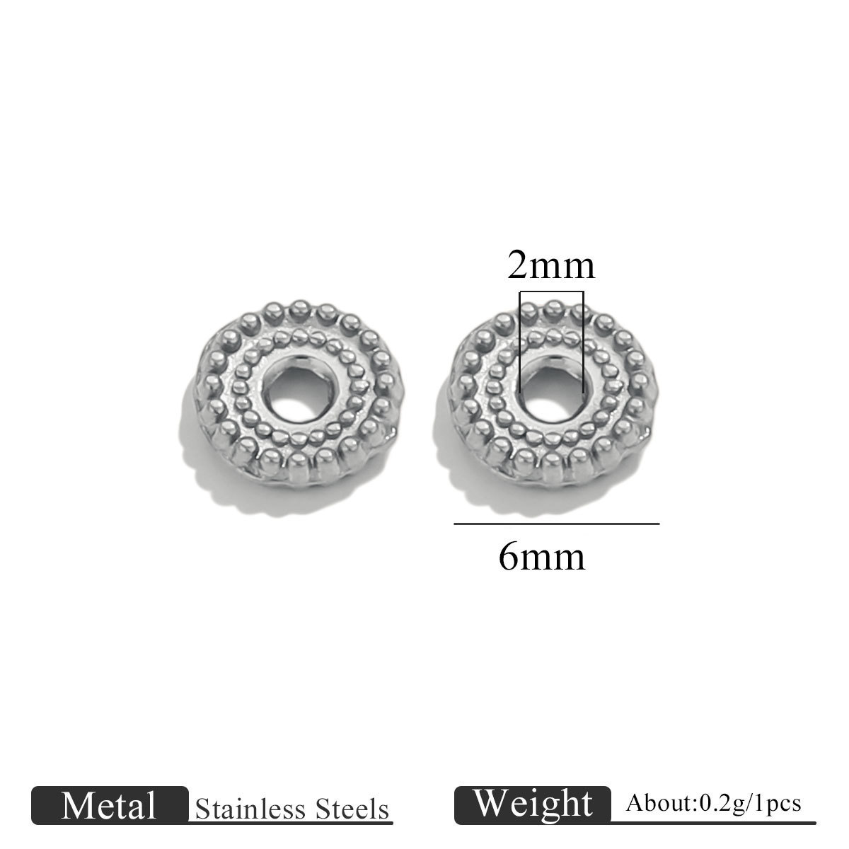 Steel color dot spacer beads-6mm