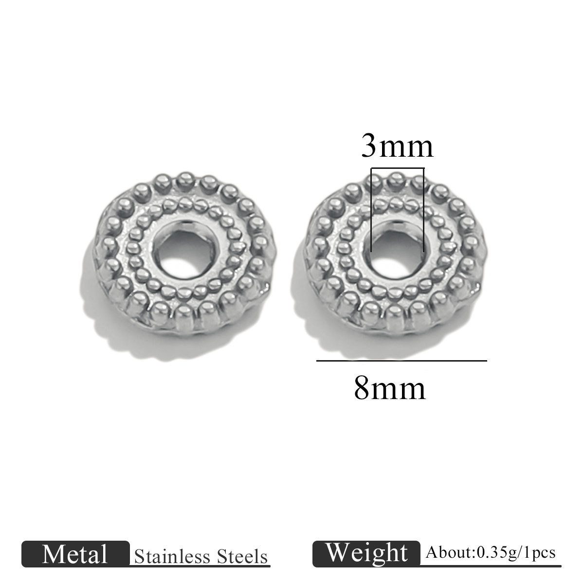 Steel color dot spacer beads-8mm
