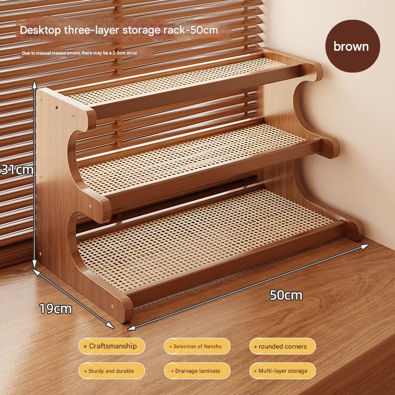 Plastic rattan desktop storage rack 3 layers 50cm