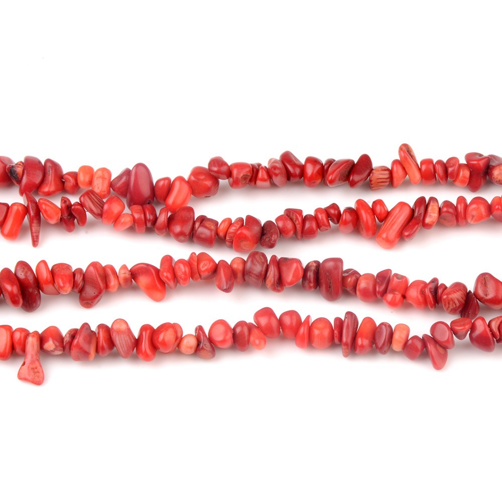 Red coral 5-8mm, about 85cm long