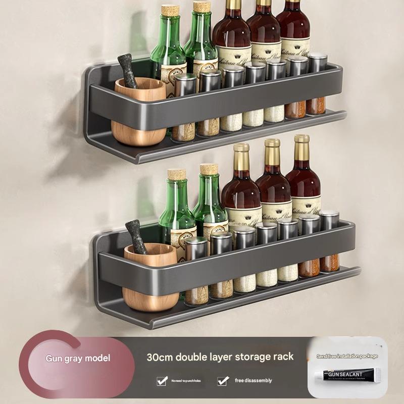 Double-layer-gun Ash-thickened kitchen rack 30cm