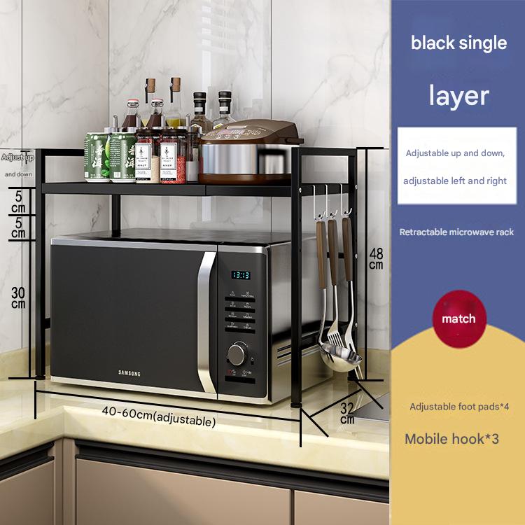 S08 black retractable microwave oven rack