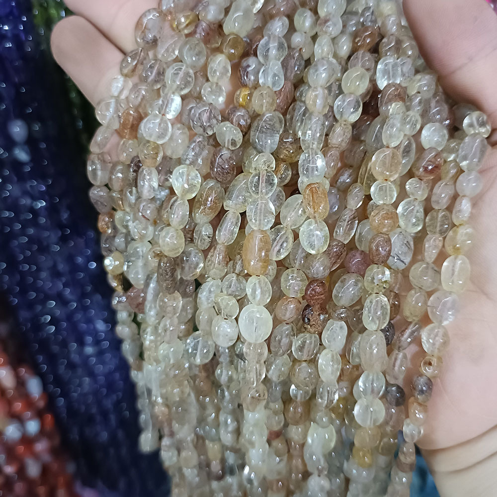 Rutilated Quartz 6~8mm about 45 pieces/strand