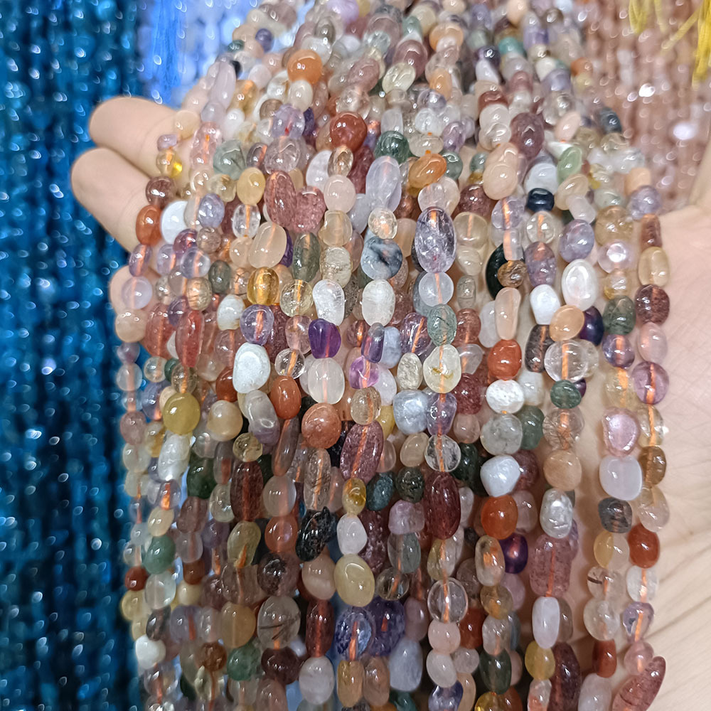 Seven Colors Quartz 6~8mm about 45 pieces/strand