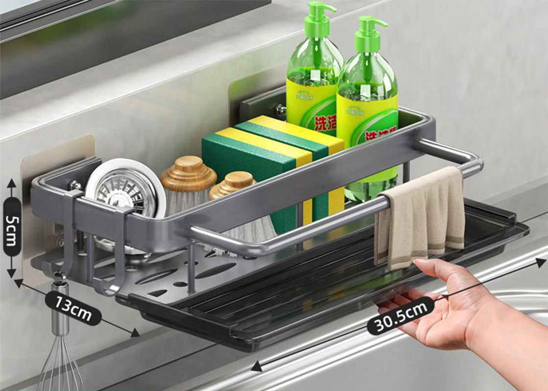 Gray rectangular   movable hook   Rod   water tray