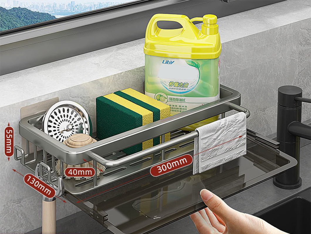 Gray rectangular   fixed hook   Rod   water tray