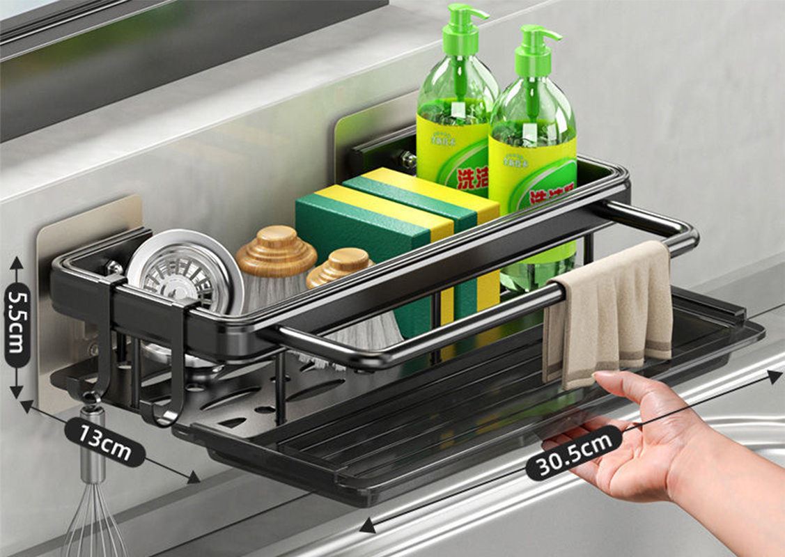 Black rectangular   movable hook   Rod   water tray