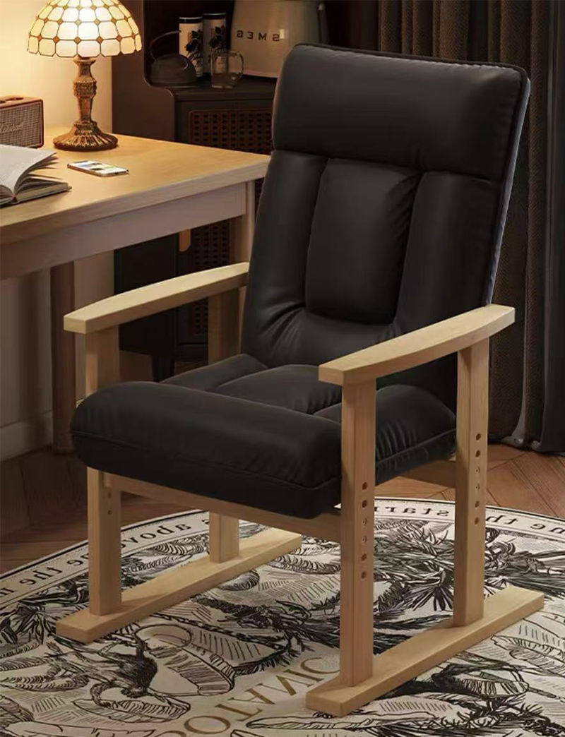 Black - wood color [solid wood frame fixed armrests]