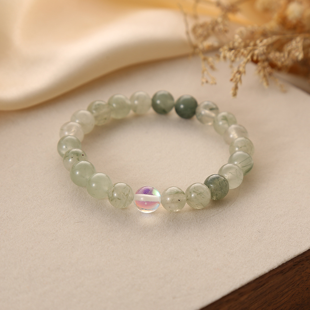 Green hair crystal + moonstone