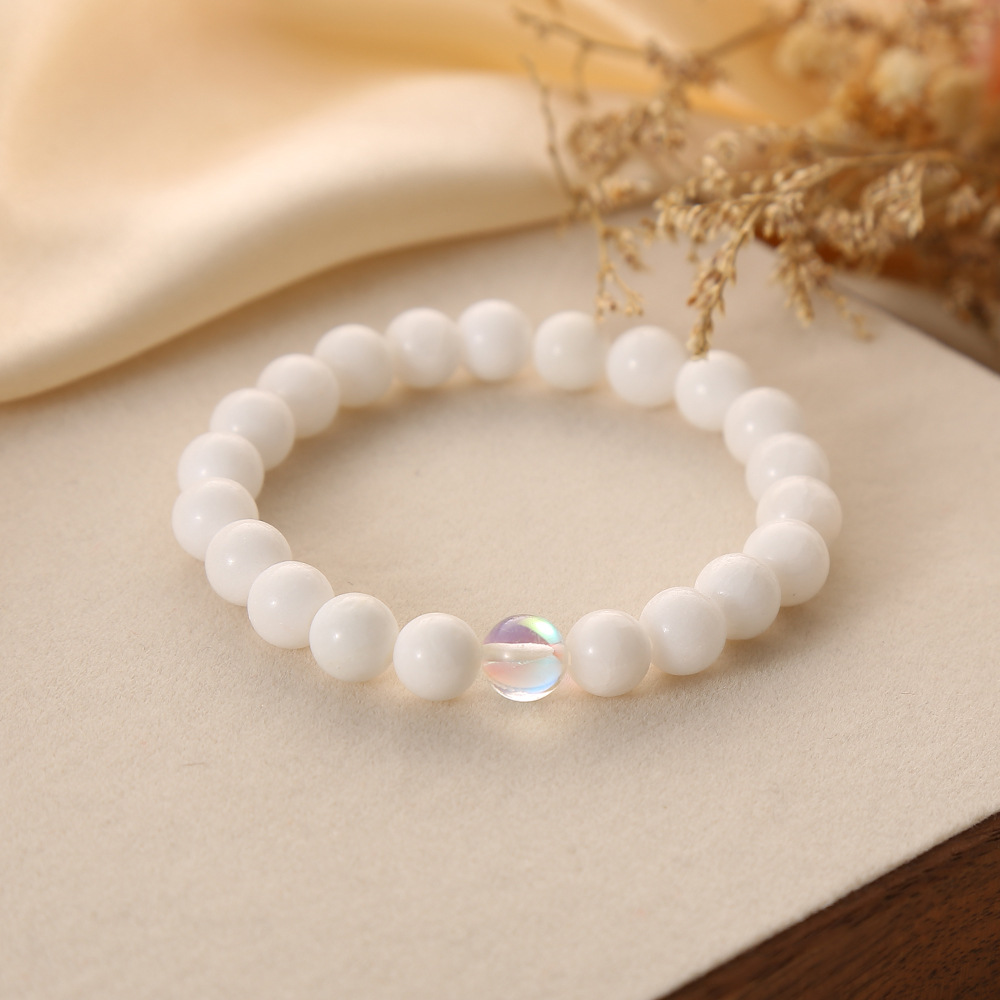 Porcelain white + moonstone bracelet