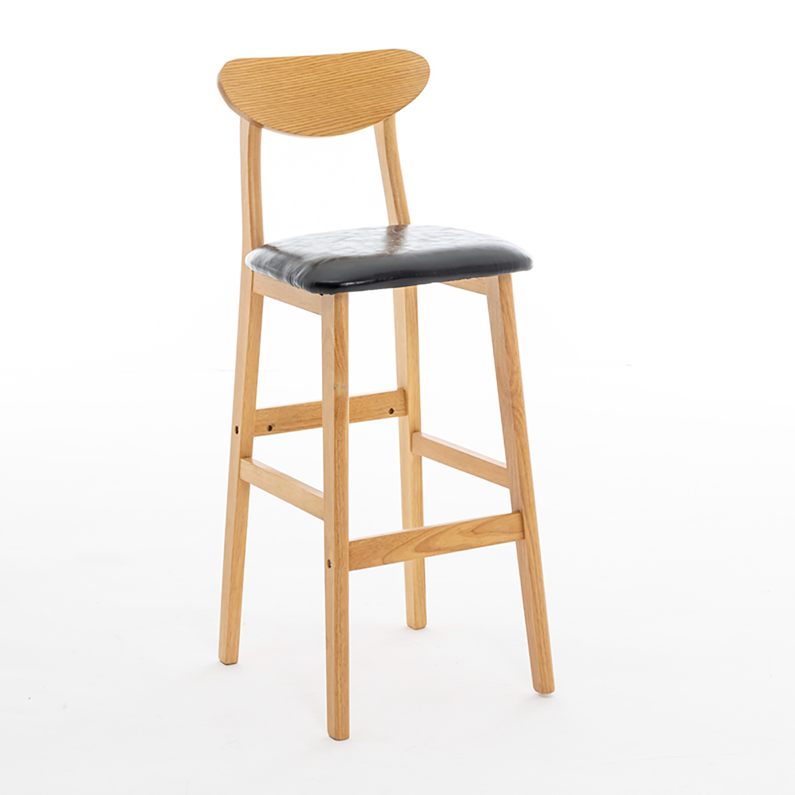 Black leather solid wood frame