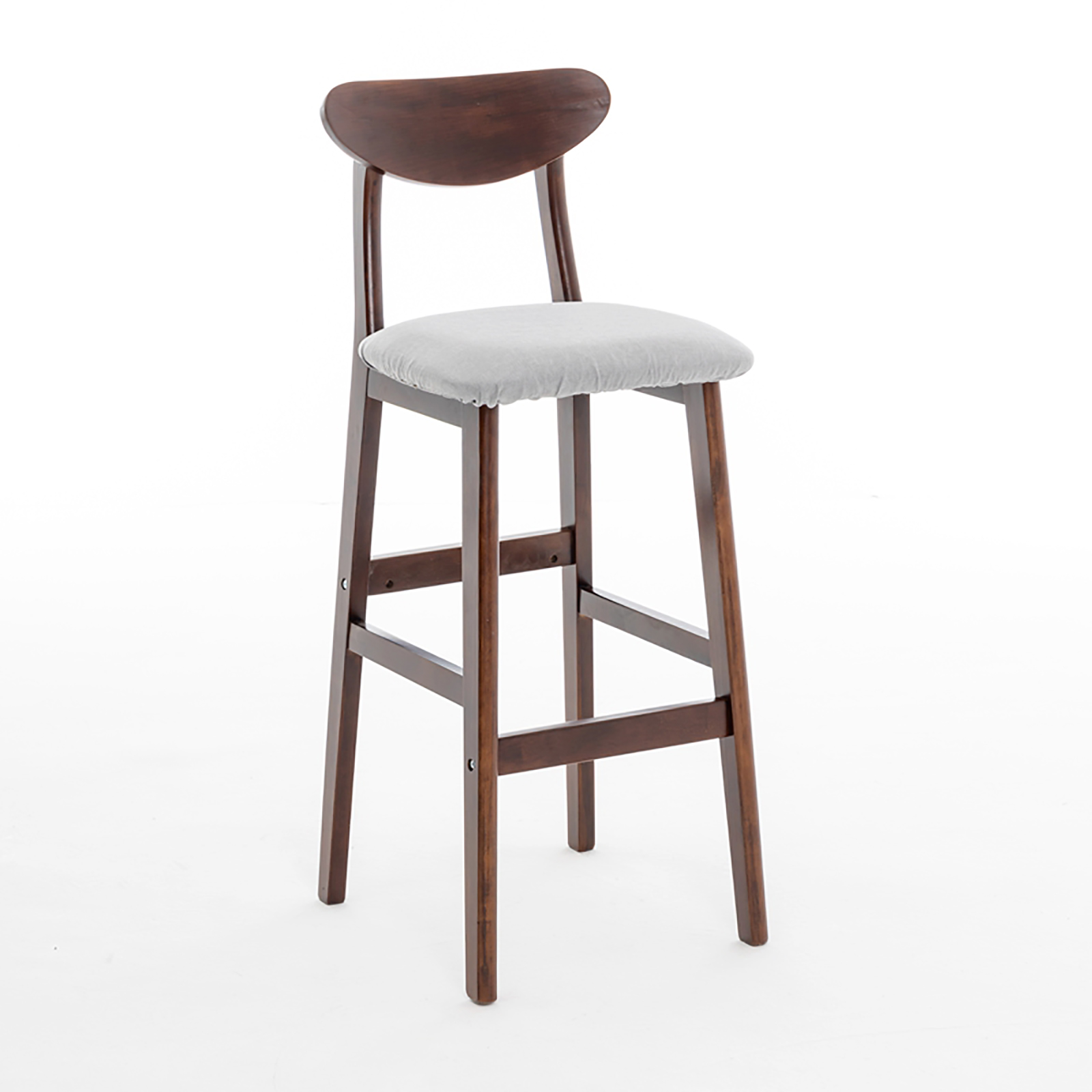 Light gray fabric with a brown frame.