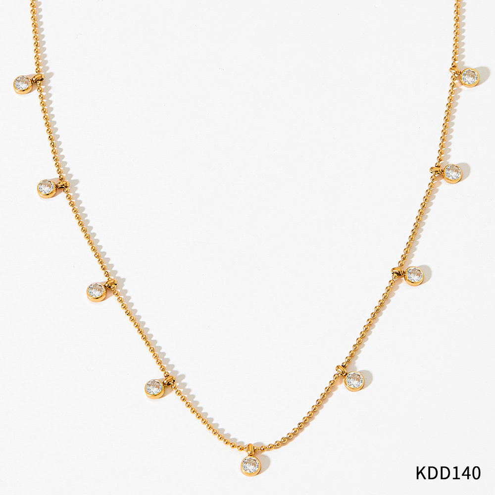 KDD140 gold necklace   white Zirconium