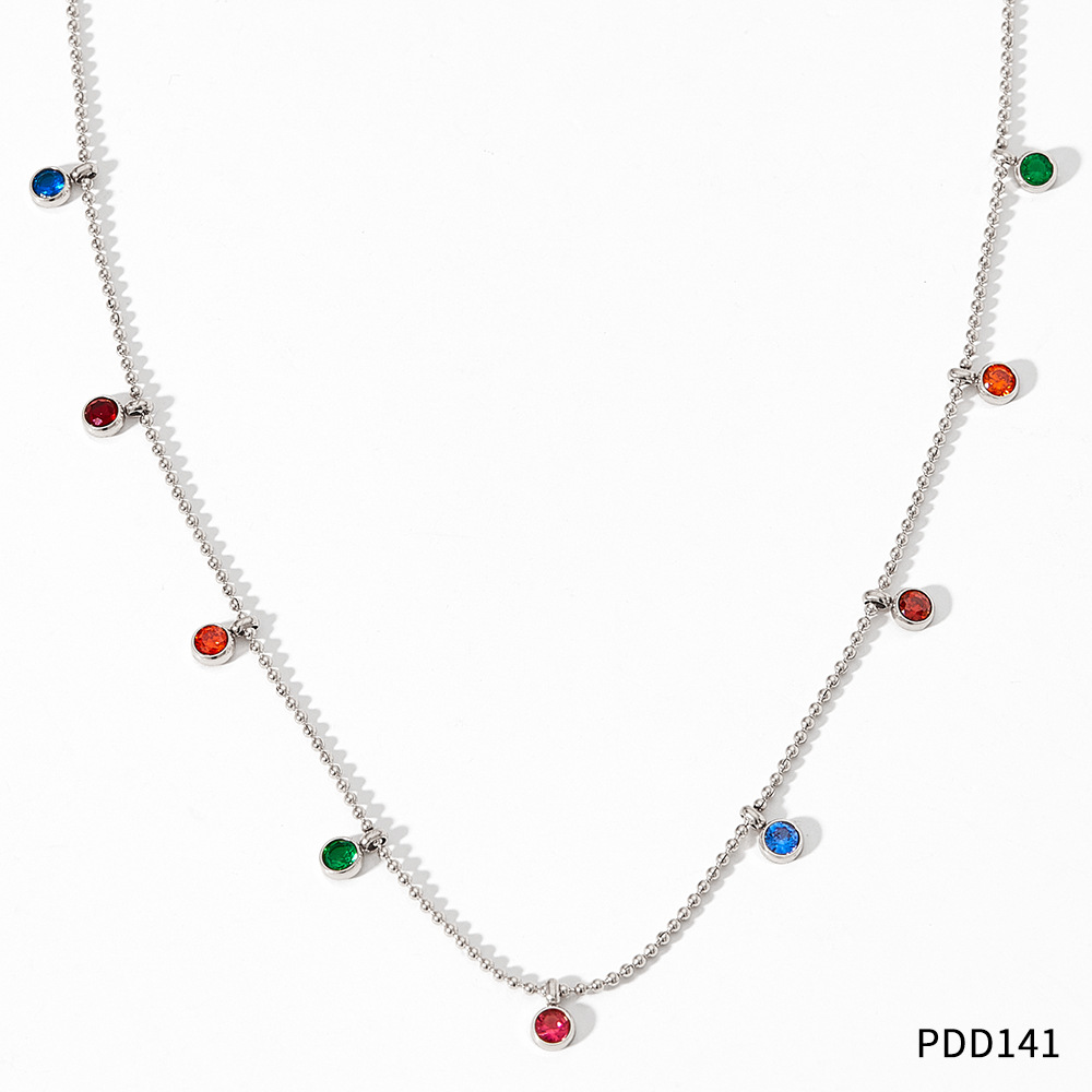 2:PDD141 silver necklace   color Zirconium