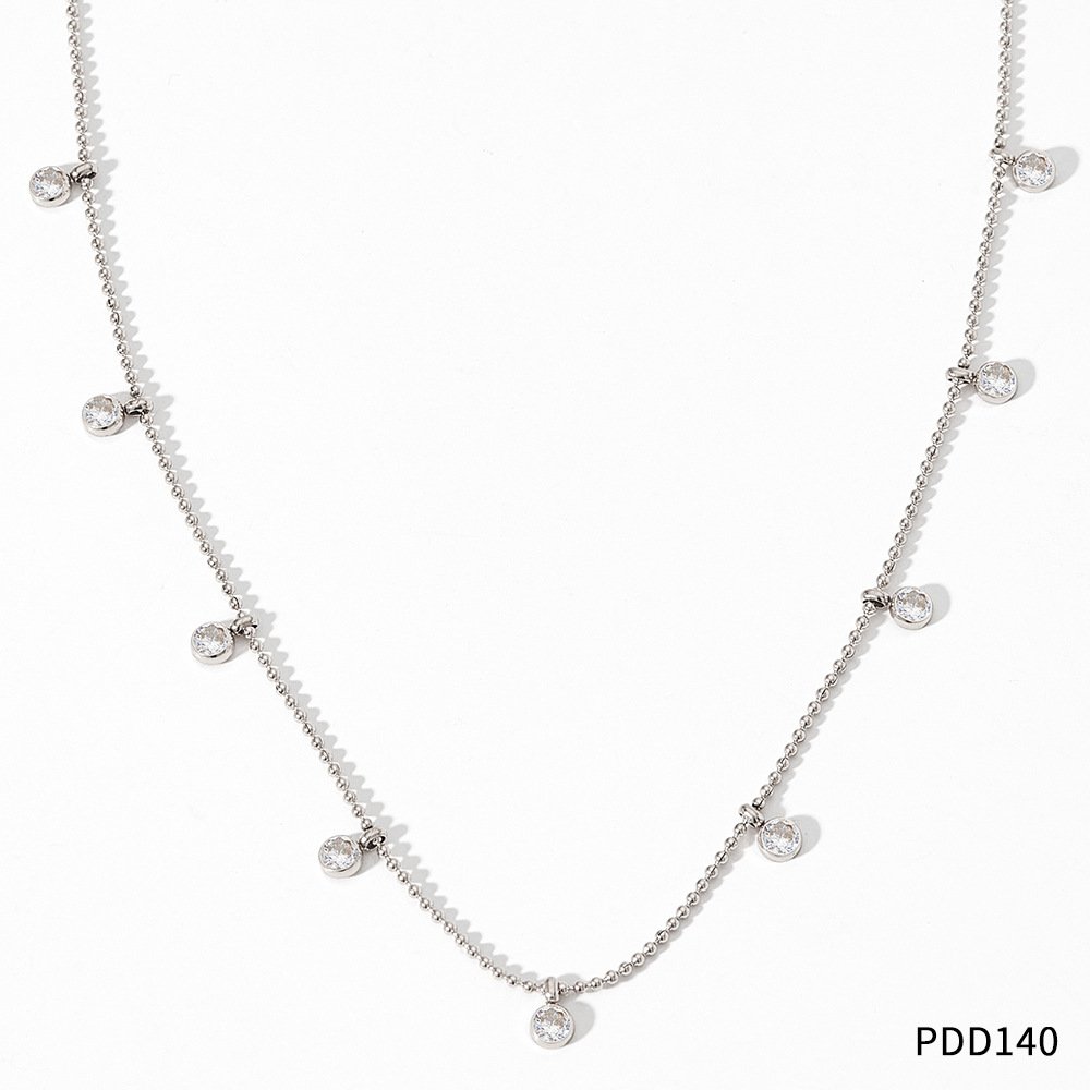 4:PDD140 silver necklace   white Zirconium