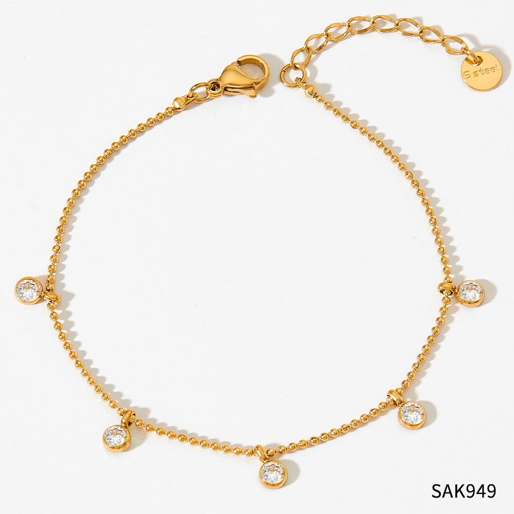 7:SAK949 gold bracelet   white Zirconium