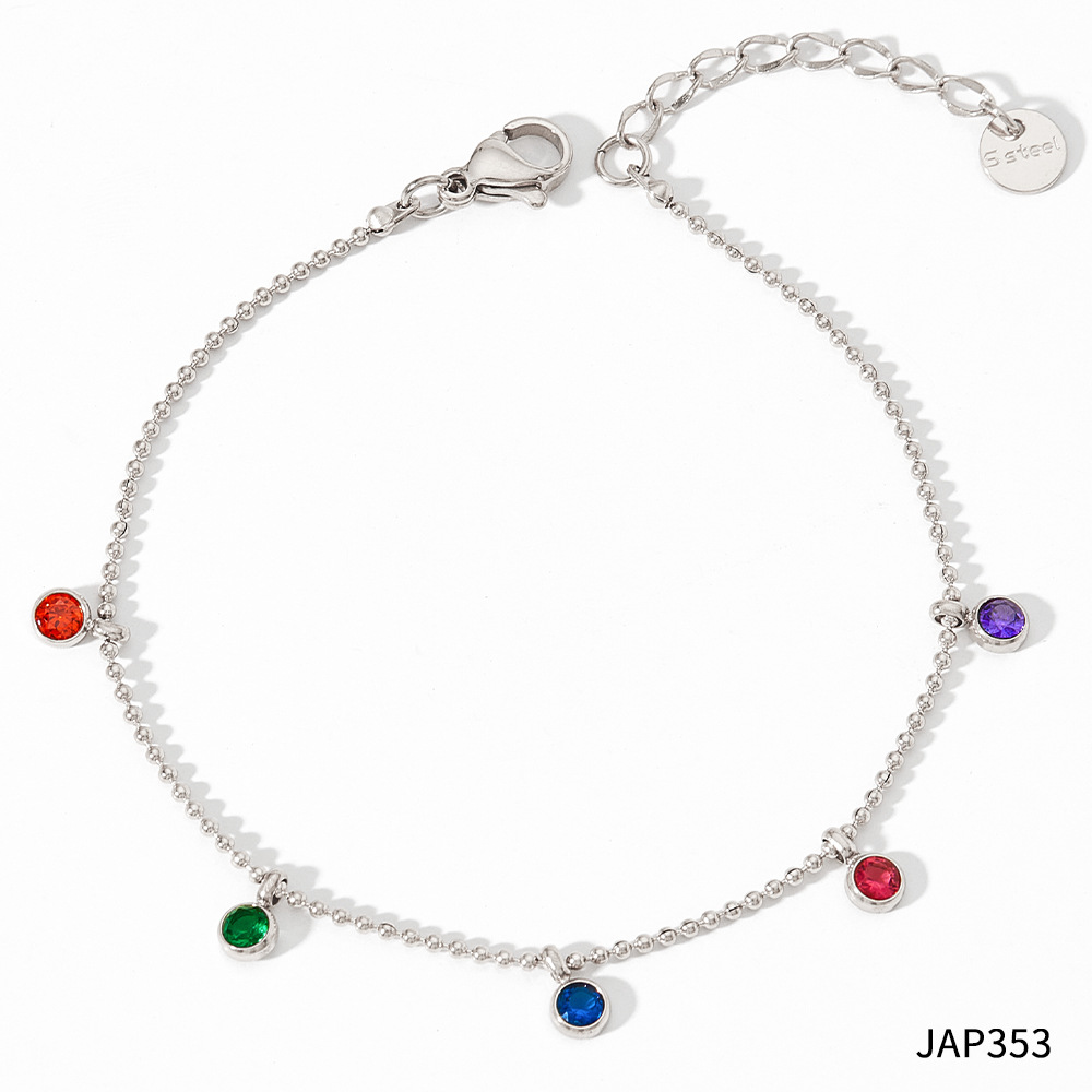 10:JAP353 silver anklet   color Zirconium