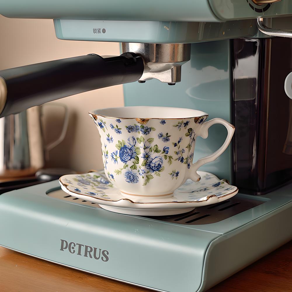 New blue rose cup and saucer