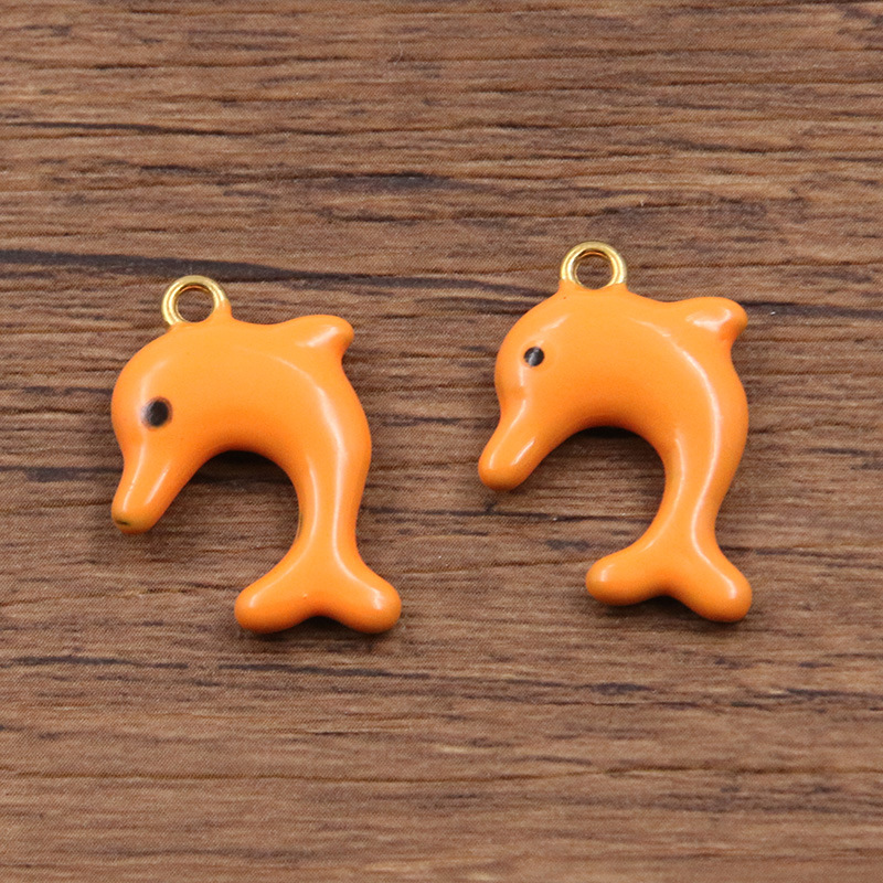 Orange dolphin 16X22mm