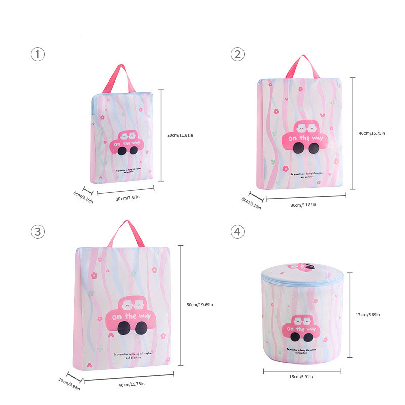 100g fine mesh three-dimensional portable pink car four-piece set (small, medium and large   bra bag)