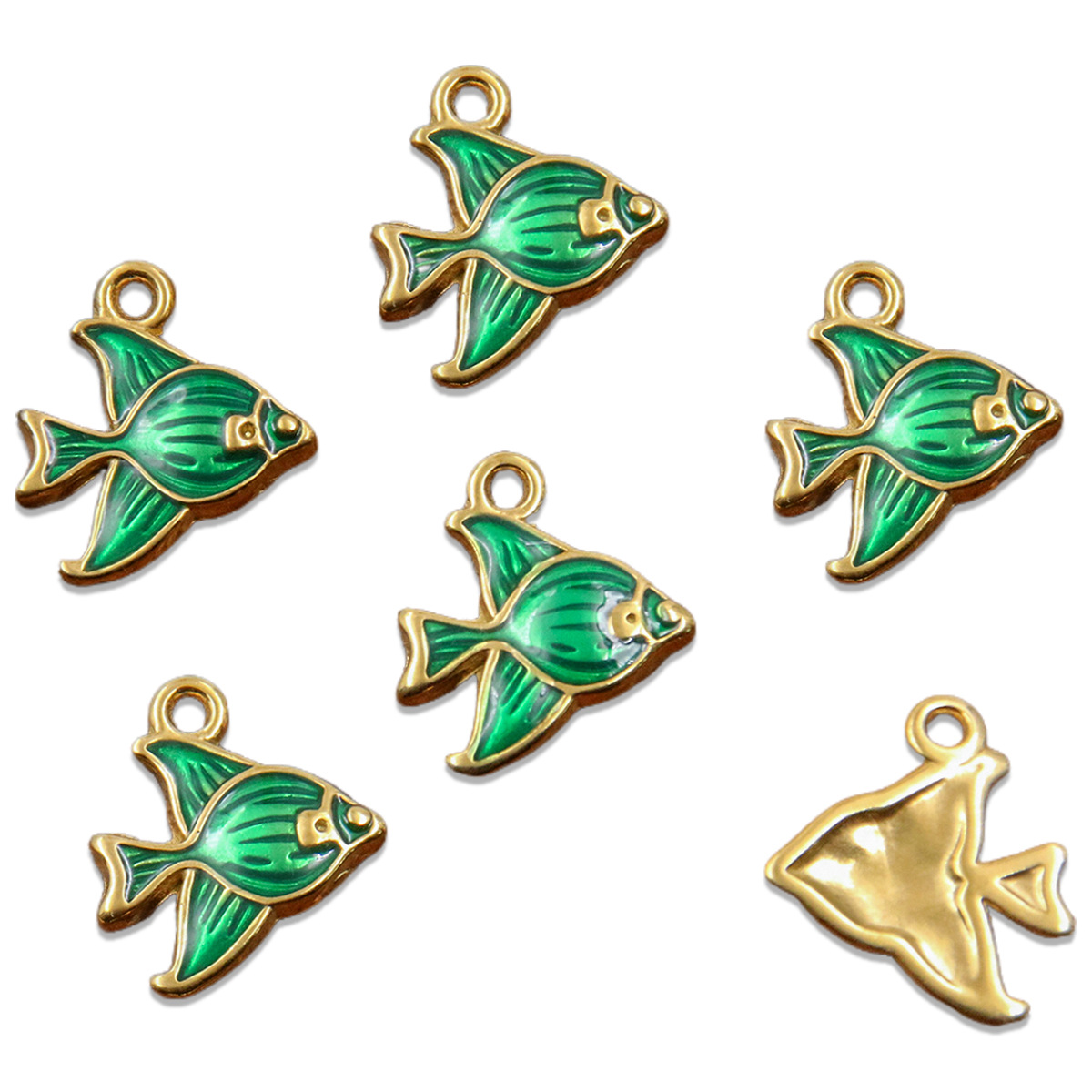 No. 1 single-sided green fish 16x17mm