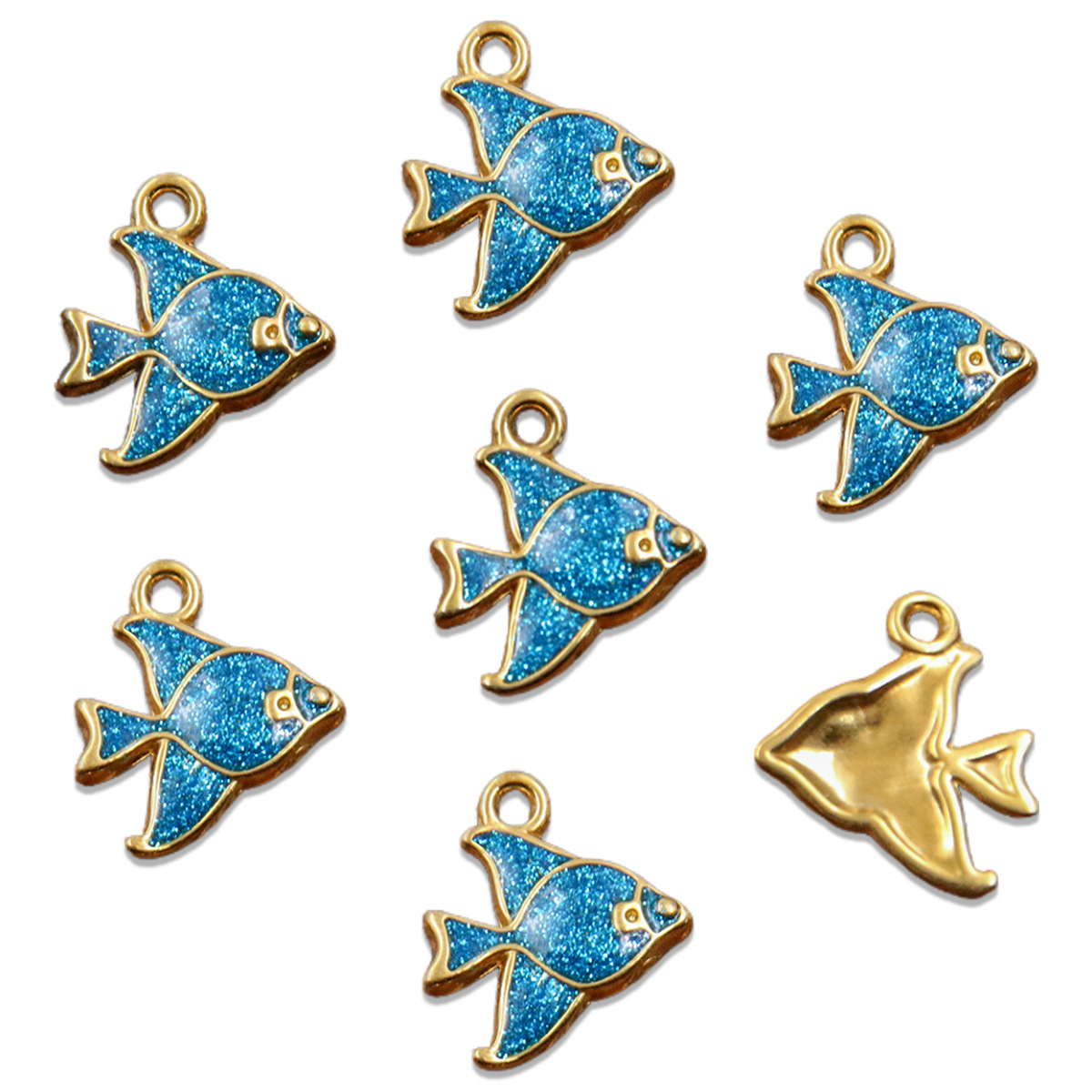No. 1 single-sided blue fish 16x17mm
