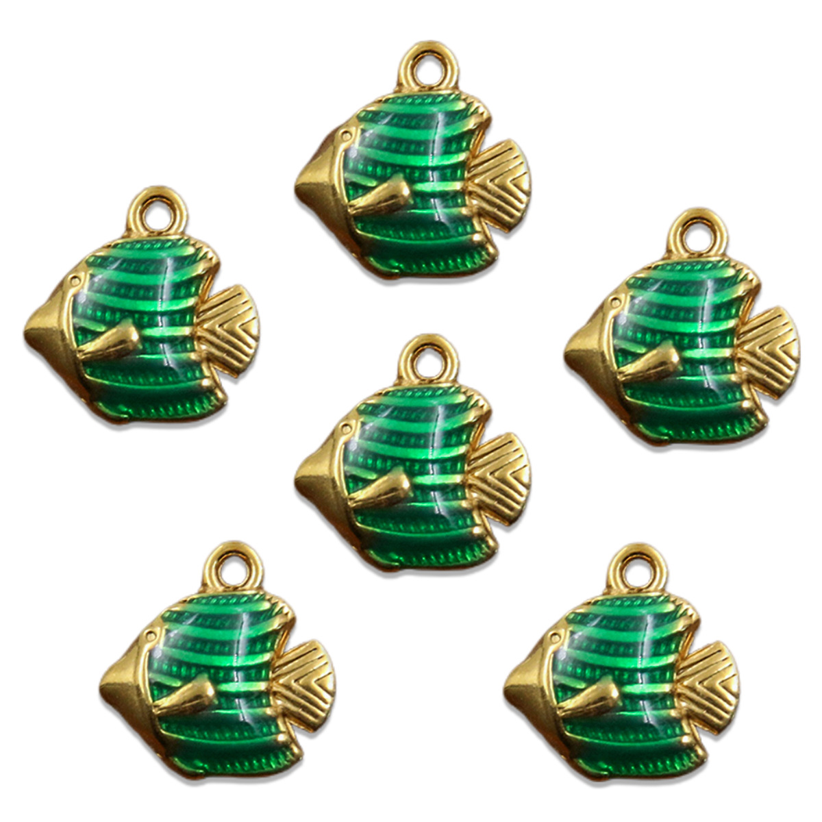 No. 3 double-sided green fish 12x12mm