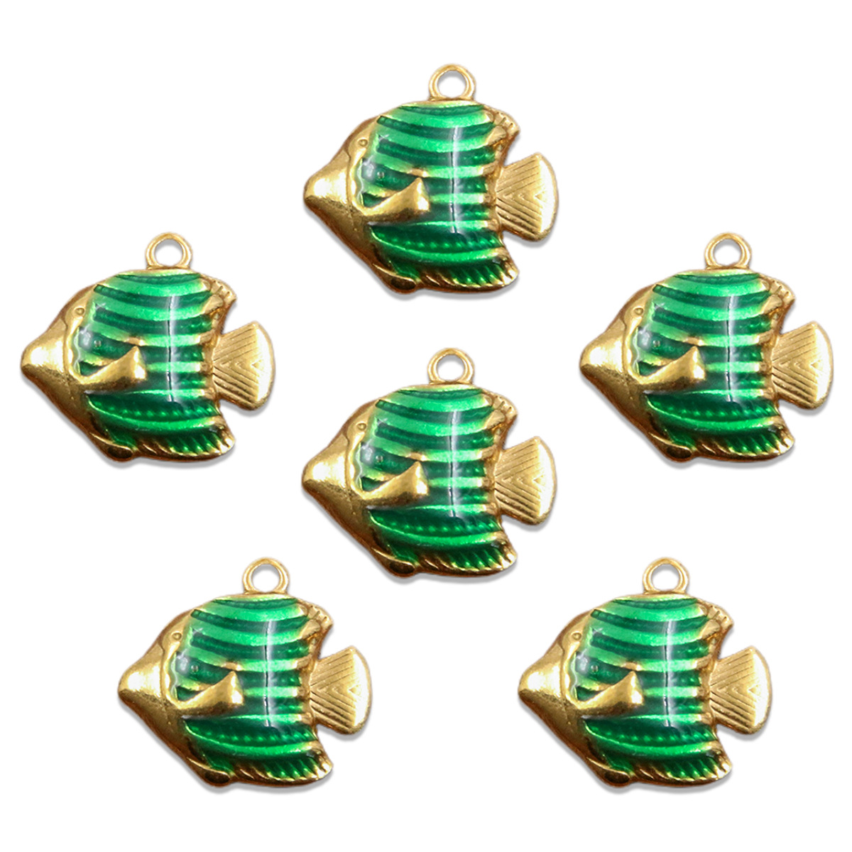 No. 4 double-sided green fish 16x16mm