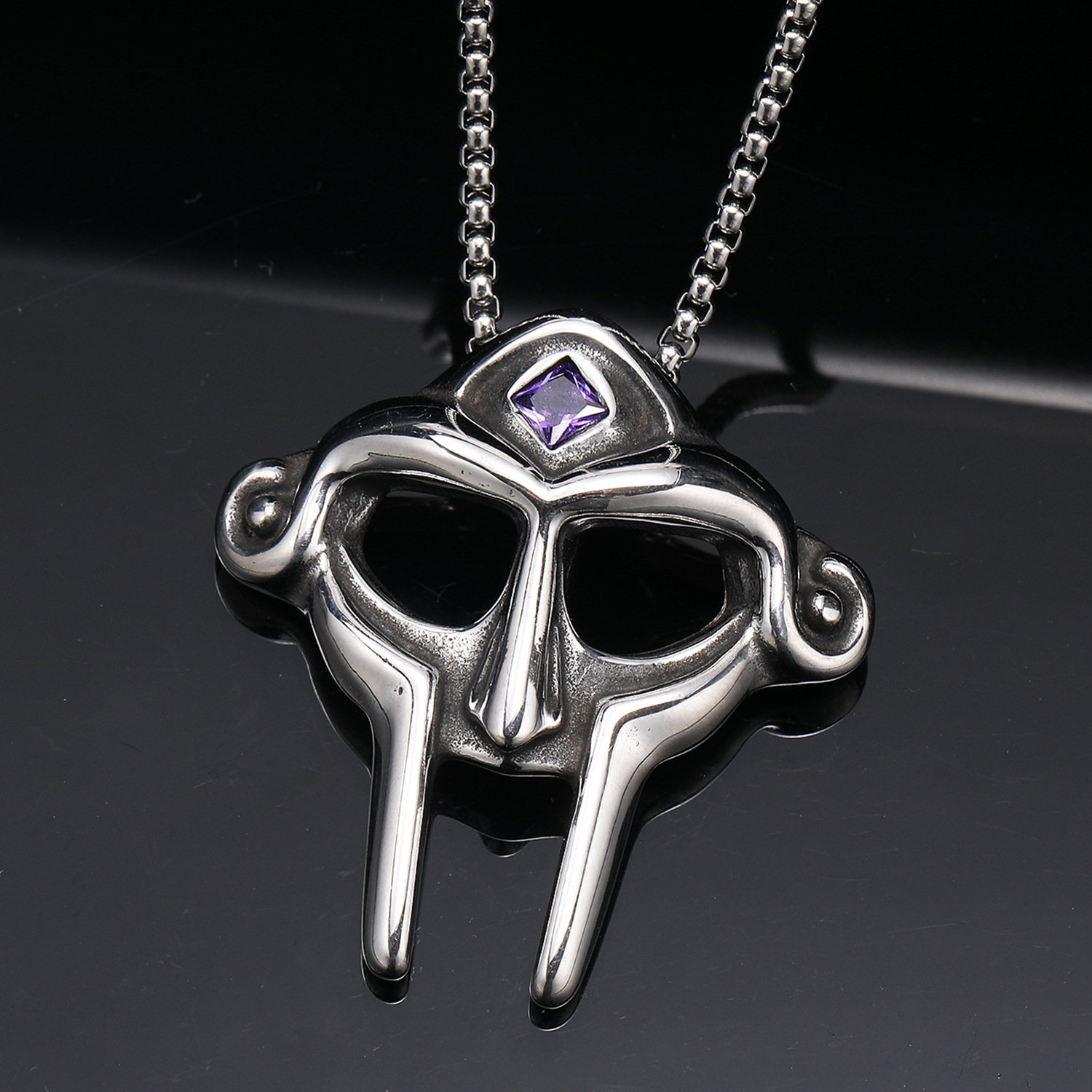 6:Steel purple diamond pendant without chain