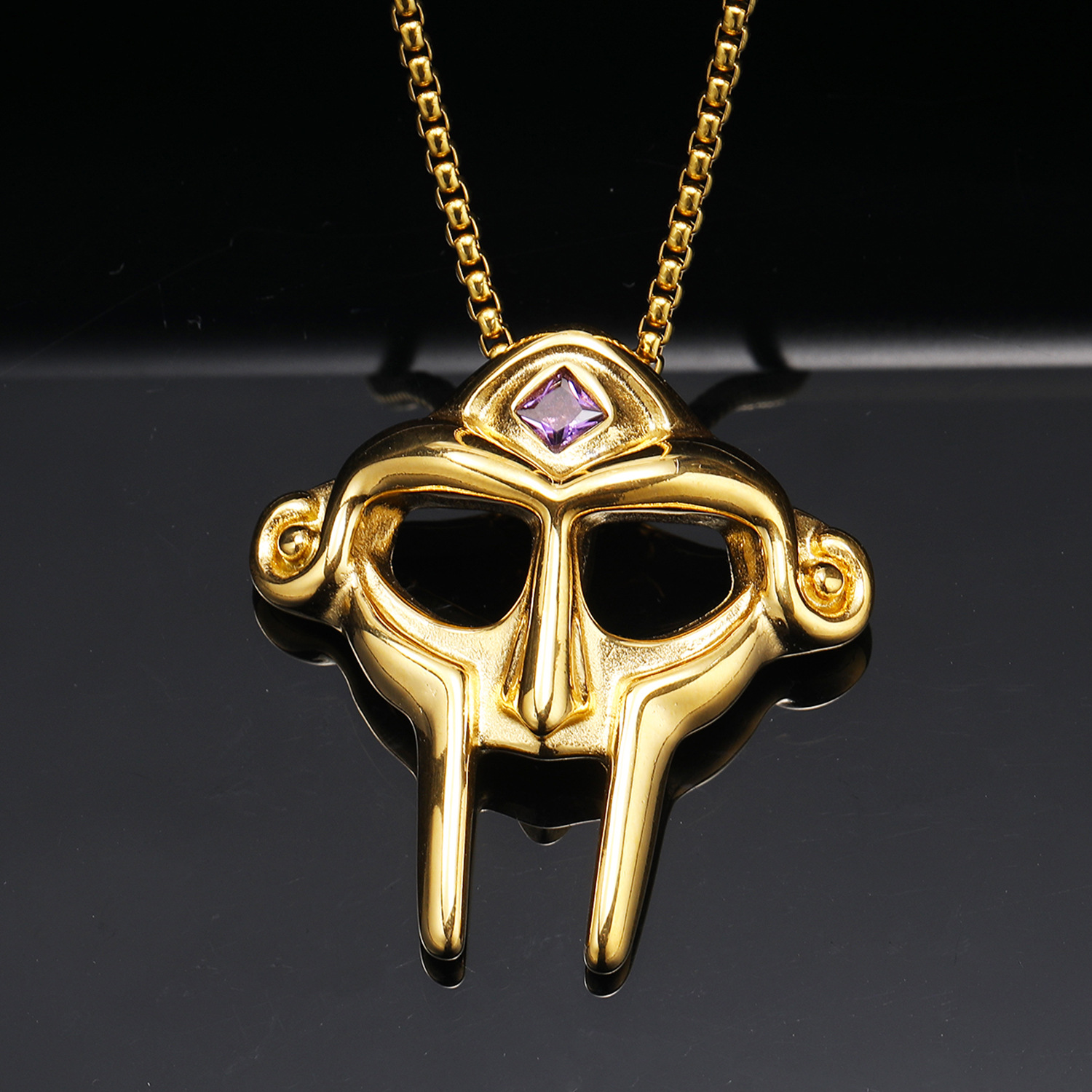 14:Gold purple diamond pendant, without chain