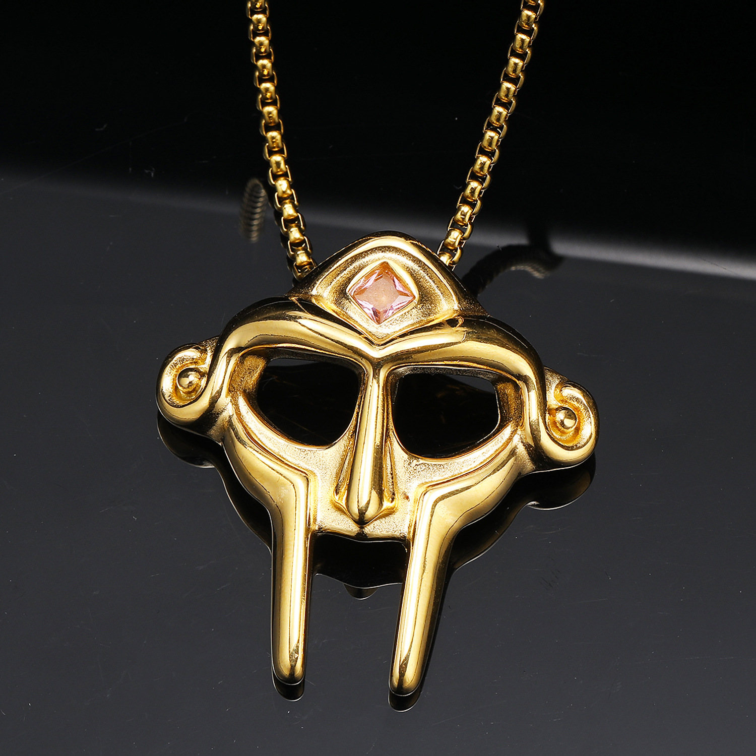 15:Gold pink diamond pendant, without chain
