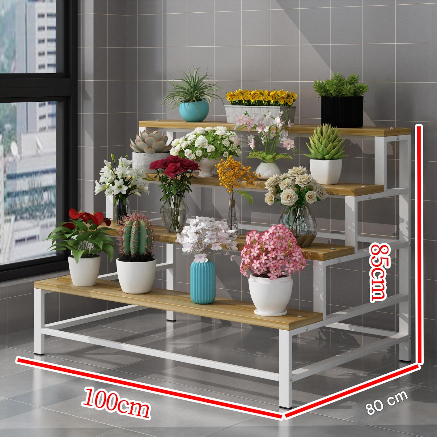 White frame   light walnut four layers 100*80*85cm