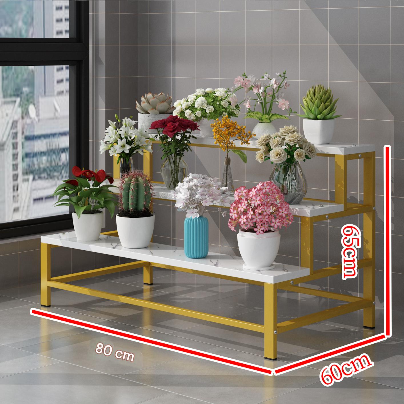 Gold frame   white stone pattern three layers 80*60*65cm