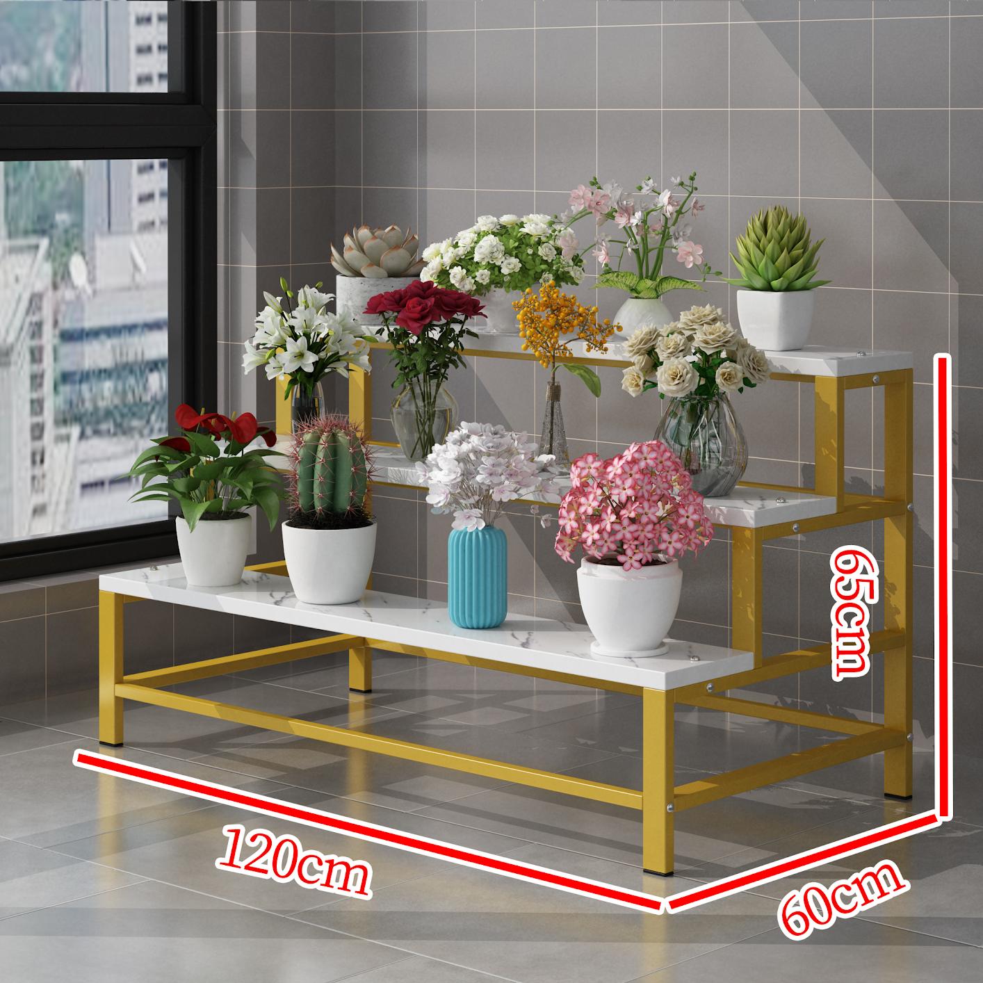 Gold frame   white stone pattern three layers 120*60*65cm