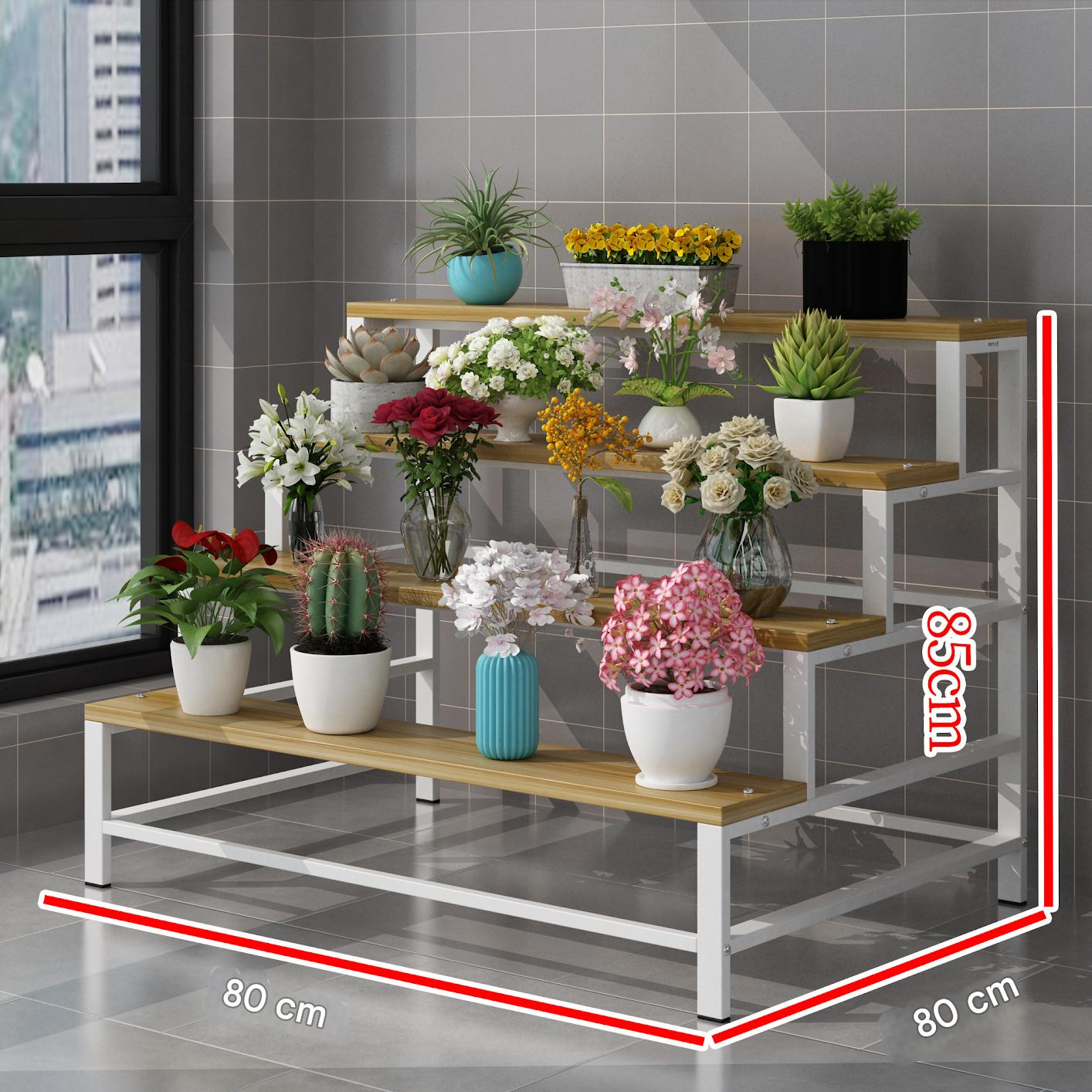 White frame   light walnut four layers 80*80*85 cm