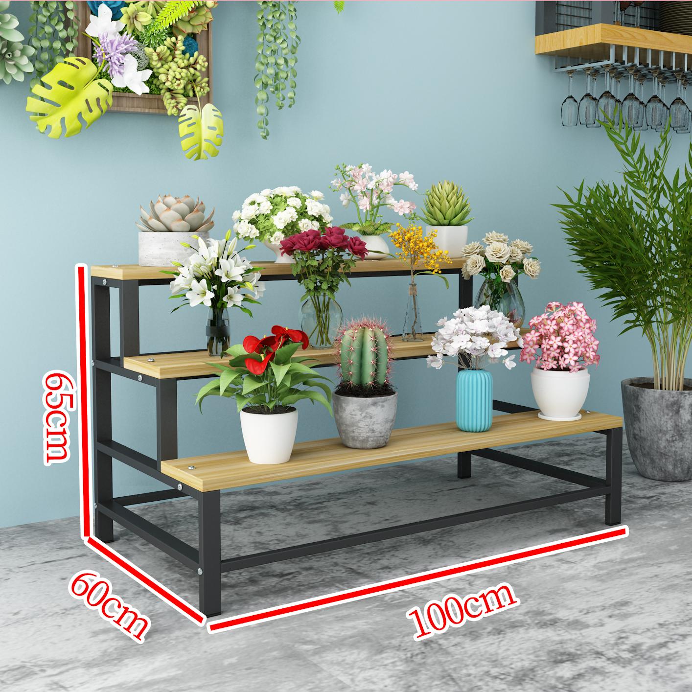 Black frame   light walnut three layers 100*60*65cm