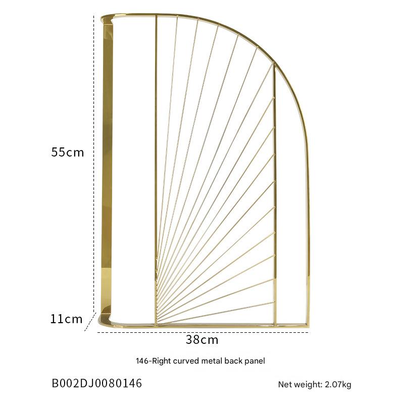 146-right curved metal back plate 38 × 11 × 55cm