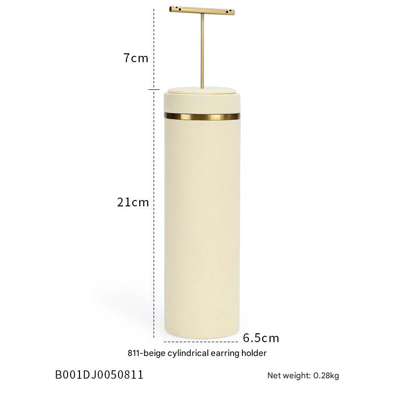 811-white cylinder earrings 6.5 × 28cm