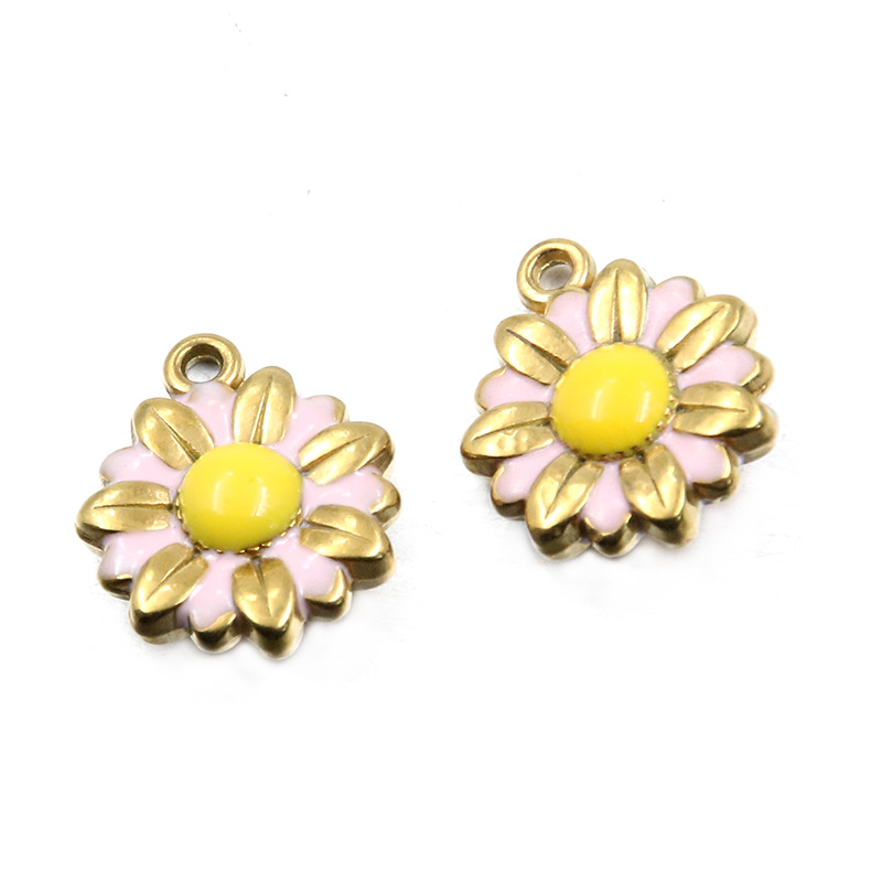 No. 3 Pink double-sided flower 15X18mm