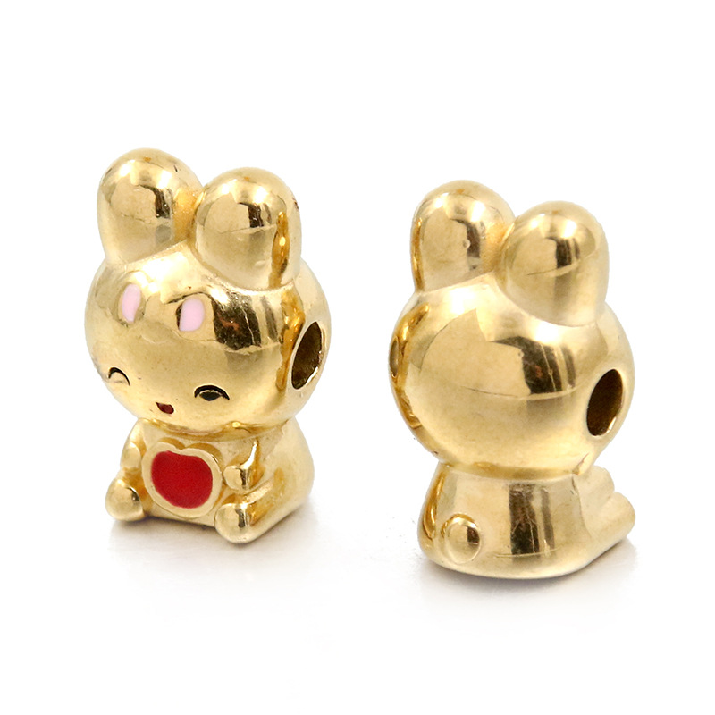 4:No. 3 Red rabbit bead 10X11X18mm