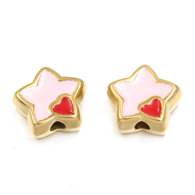 11:No. 5 Pink five-pointed star bead 6X15mm