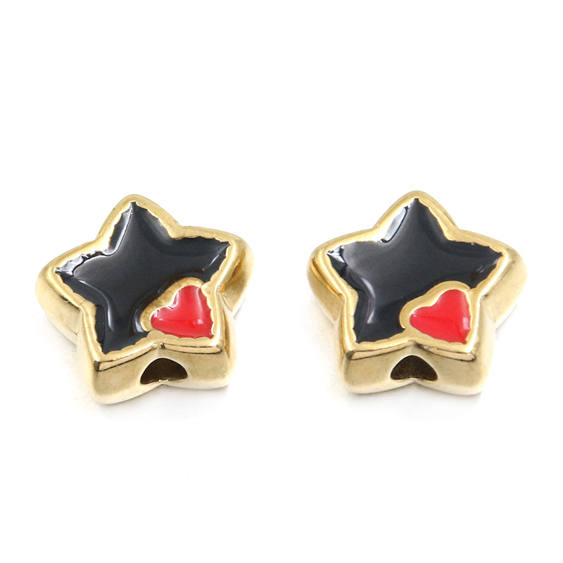 14:No. 5 Black five-pointed star bead 6X15mm