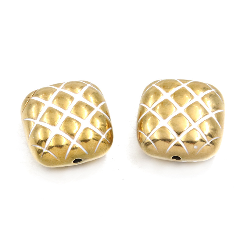 15:No. 6 White grid bead 8X14mm