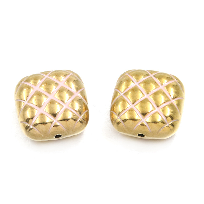 16:No. 6 Pink grid bead 8X14mm