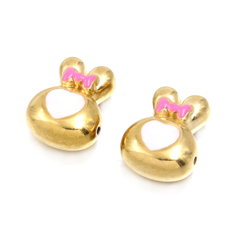 21:No. 7 Pink rabbit-head bead 8X14X17mm