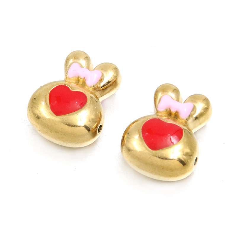 24:No. 7 Red rabbit-head bead 8X14X17mm