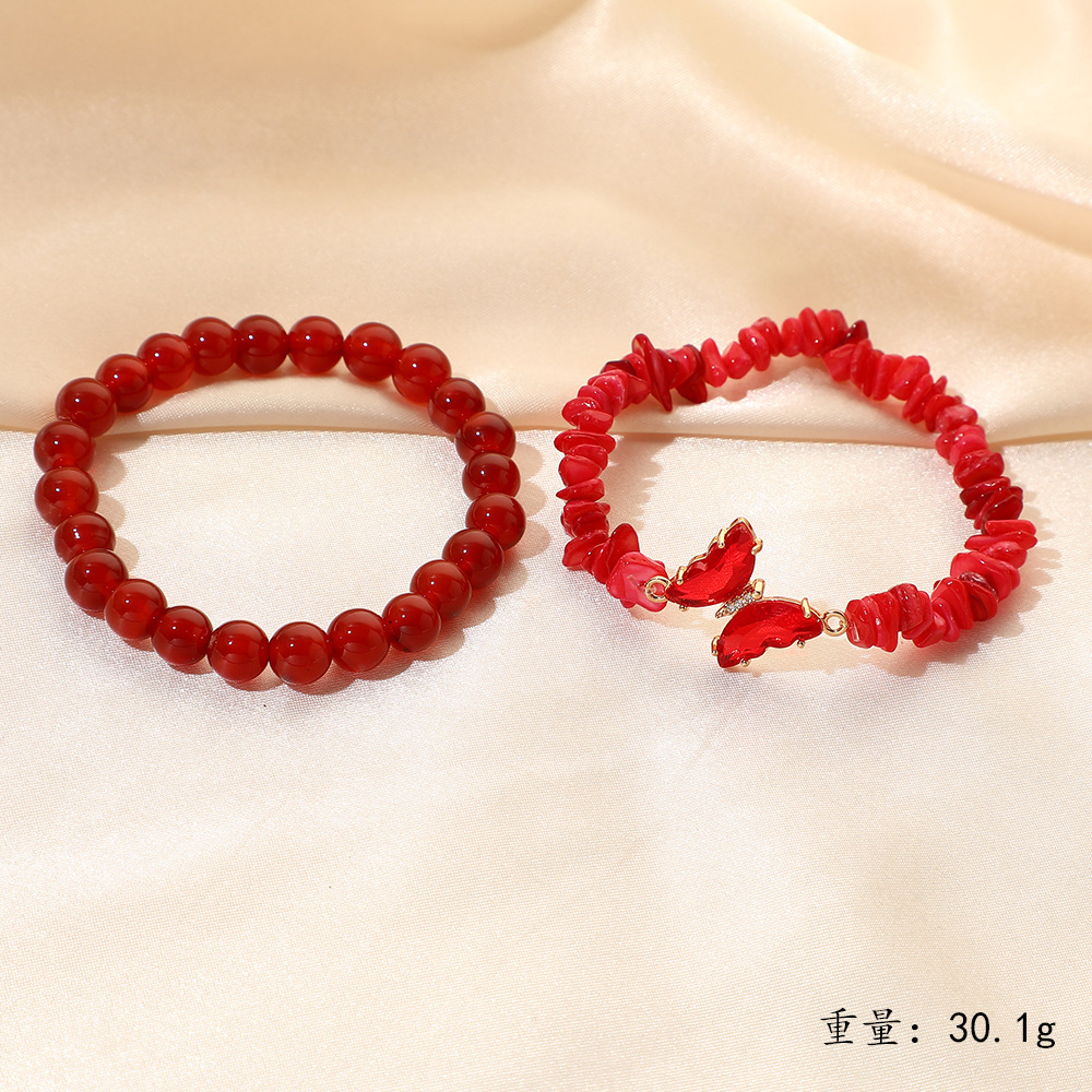 Red agate + crushed stone red coral