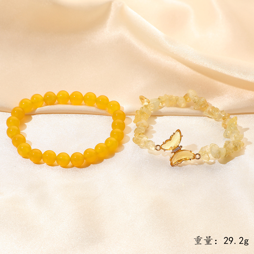 Yellow agate + crushed yellow quartz