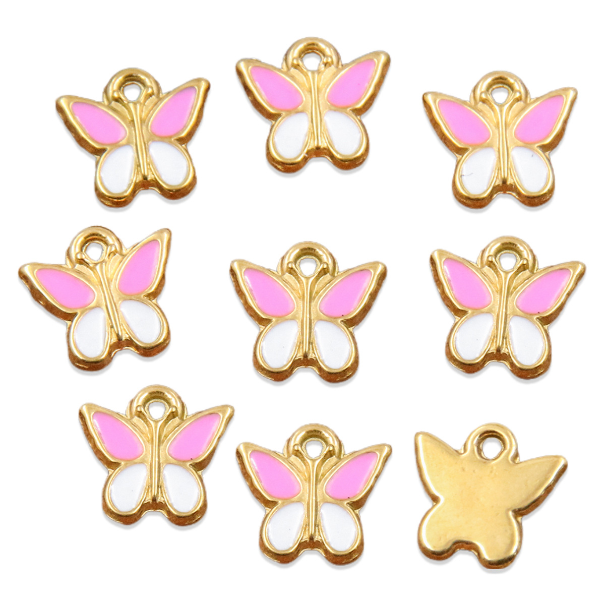 1:No. 1 pink white butterfly 9x9mm